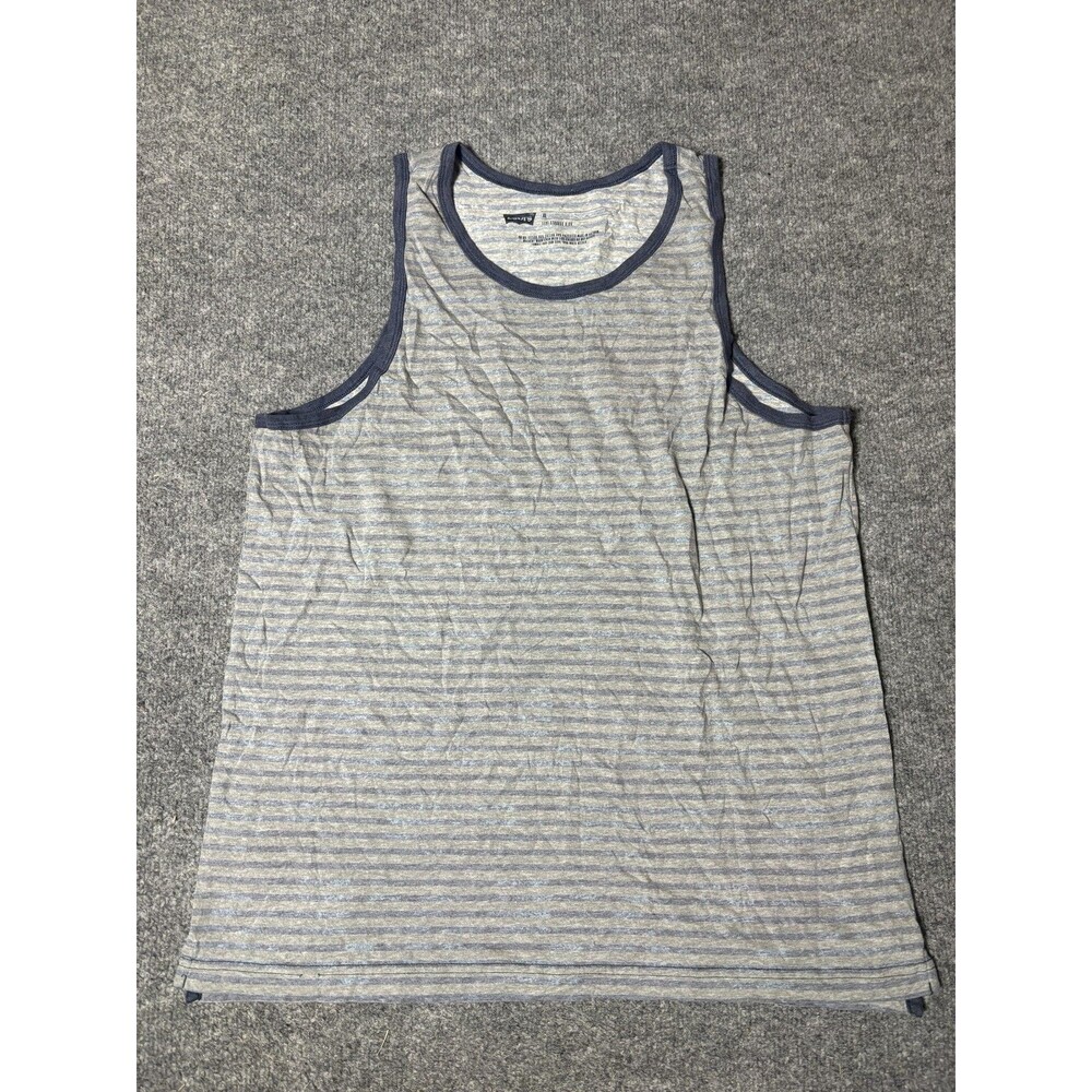 Levi's Tank Top Mens M Gray Stripe Sleeveless Cotton Jersey Tagless Casual